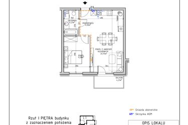 Rzut - Mieszkanie na sprzedaż 2 pokoje o powierzchni 43,84 m² - numer 43 w Osiedle OdNowa K5