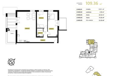 Rzut - Mieszkanie na sprzedaż 4 pokoje o powierzchni 74,03 m² - numer 2M38 w Stary Browar bud. 2