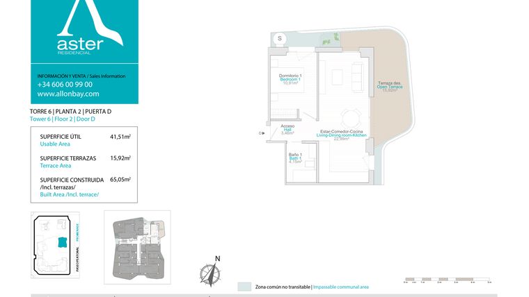 Rzut - Mieszkanie na sprzedaż 1 pokój o powierzchni 41,51 m² - numer 2d w Allonbay - Aster