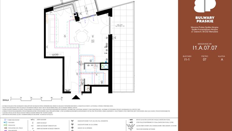 Rzut - Mieszkanie na sprzedaż 1 pokój o powierzchni 37,13 m² - numer I1.A.07.07 w Bulwary Praskie etap I i J