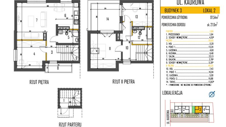 Rzut - Mieszkanie na sprzedaż 4 pokoje o powierzchni 97,54 m² - numer 4b/2 w Osiedle Korona