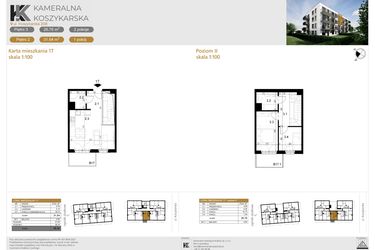 Rzut - Mieszkanie na sprzedaż 3 pokoje o powierzchni 58,4 m² - numer LM17 w Kameralna Koszykarska