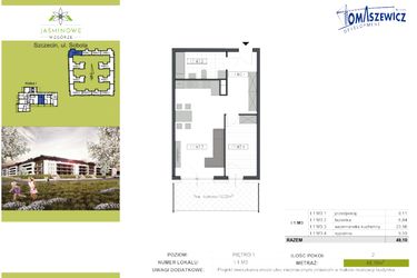 Rzut - Mieszkanie na sprzedaż 2 pokoje o powierzchni 49,1 m² - numer I.1.M3 w Jaśminowe Wzgórze - etap II