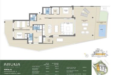 Rzut - Mieszkanie na sprzedaż 4 pokoje o powierzchni 263 m² - numer P1-PB-A w Aruna