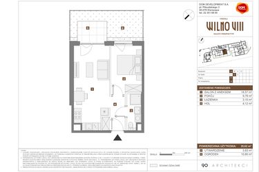 Rzut - Mieszkanie na sprzedaż 2 pokoje o powierzchni 35,62 m² - numer A.18 w Osiedle Wilno VIII