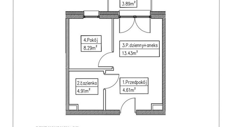 Rzut - Mieszkanie na sprzedaż 2 pokoje o powierzchni 31,24 m² - numer 4 w Działkowa 68