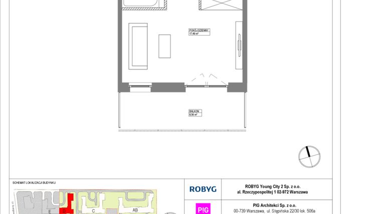 Rzut - Mieszkanie na sprzedaż 1 pokój o powierzchni 31,04 m² - numer MLAD/A/2/1 w Metro Life Apartamenty CD