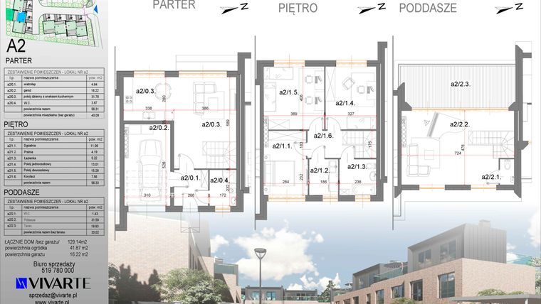 Rzut - Dom na sprzedaż 5 pokoi o powierzchni 129,1 m² - numer A2 w Viva Junacka