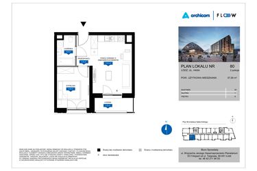 Rzut - Mieszkanie na sprzedaż 2 pokoje o powierzchni 37,59 m² - numer 80 w Flow