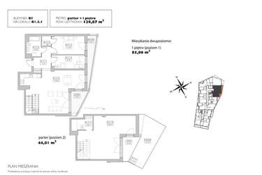 Rzut - Mieszkanie na sprzedaż 4 pokoje o powierzchni 129,87 m² - numer B1.2.1 w Alvarium 2.0