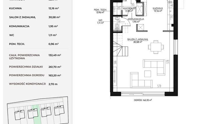 Rzut - Dom na sprzedaż 5 pokoi o powierzchni 133,49 m² - numer 64A_2 w Kołodzieja