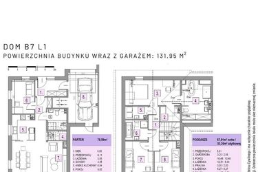 Rzut - Dom na sprzedaż 5 pokoi o powierzchni 131,95 m² - numer B7 L1 w Osiedle Lawendowe