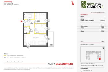 Rzut - Mieszkanie na sprzedaż 3 pokoje o powierzchni 53,35 m² - numer 97 w Nova Viva Garden 8
