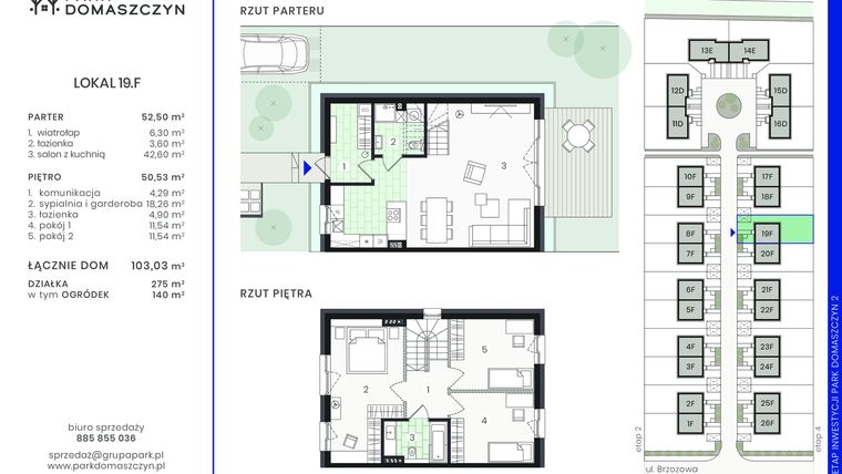 Rzut - Dom na sprzedaż 4 pokoje o powierzchni 103,03 m² - numer 19F w Park Domaszczyn 2 - etap 3