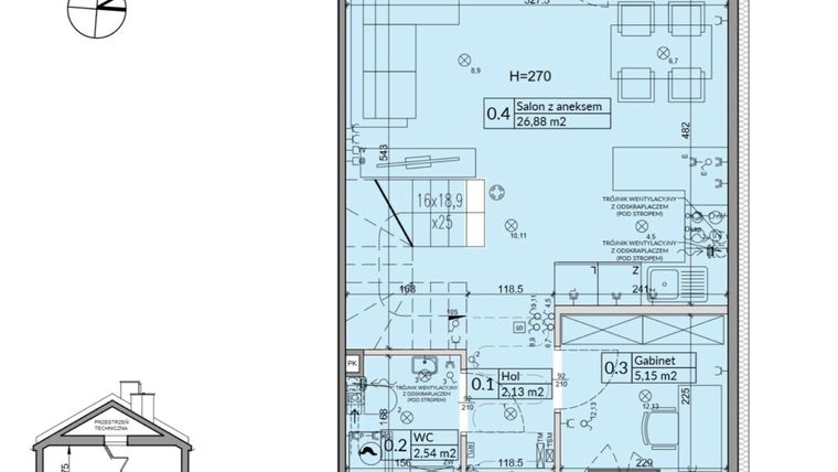 Rzut - Dom na sprzedaż 5 pokoi o powierzchni 72,7 m² - numer 24B w Osiedle Stokrotki etap 3