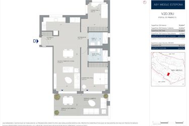 Rzut - Mieszkanie na sprzedaż 2 pokoje o powierzchni 112 m² - numer 5.1.D w Aby Middle