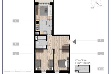 Rzut - Mieszkanie na sprzedaż 3 pokoje o powierzchni 57,07 m² - numer 31 w Szczytno Dąbrowskiego - etap 3
