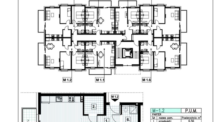 Rzut - Mieszkanie na sprzedaż 3 pokoje o powierzchni 61,4 m² - numer Budynek 7 M-1.2 w Osiedle Przy Witosa