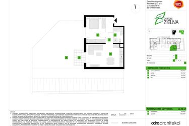 Rzut - Mieszkanie na sprzedaż 2 pokoje o powierzchni 46,13 m² - numer B6 w Osiedle Zielna IV faza 2