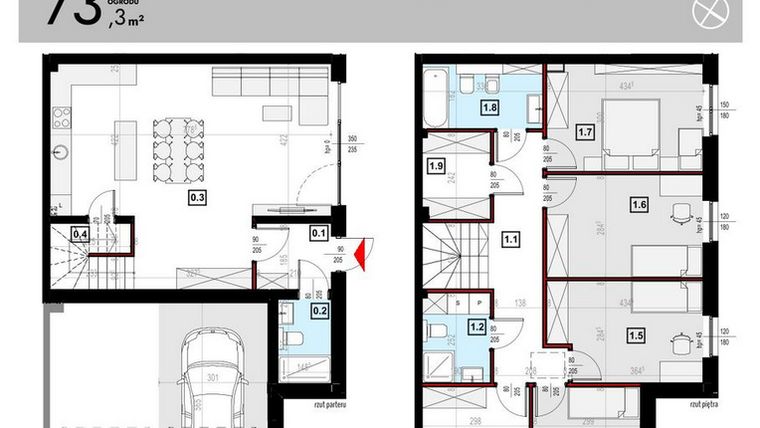 Rzut - Mieszkanie na sprzedaż 5 pokoi o powierzchni 145,39 m² - numer L9/1 w Osiedle Malarska etap VII