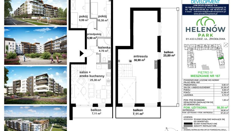 Rzut - Mieszkanie na sprzedaż 5 pokoi o powierzchni 97,2 m² - numer H.4.167 w Helenów Park
