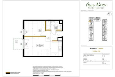 Rzut - Mieszkanie na sprzedaż 2 pokoje o powierzchni 41,5 m² - numer 166 w Aura Nova etap II