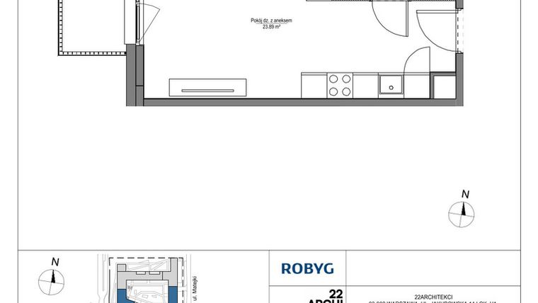 Rzut - Mieszkanie na sprzedaż 1 pokój o powierzchni 28,22 m² - numer LH/LHA/D/3/3 w Lira House