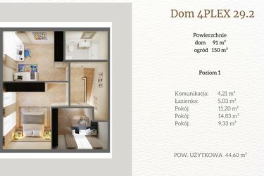 Rzut - Dom na sprzedaż 4 pokoje o powierzchni 91,19 m² - numer 4plex 29.2 w Tesoro Golf Park