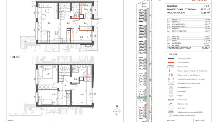 Rzut - Dom na sprzedaż 5 pokoi o powierzchni 91,17 m² - numer 2A.2 w Przystanek Ursus