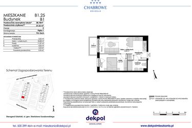 Rzut - Mieszkanie na sprzedaż 2 pokoje o powierzchni 37,23 m² - numer B1.25 w Osiedle Chabrowe