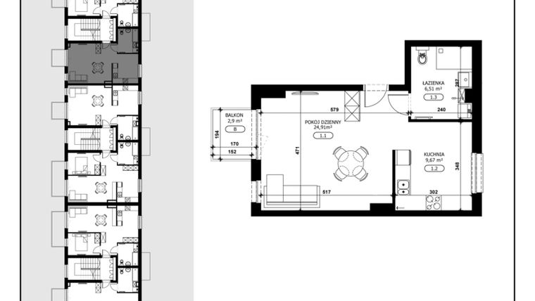 Rzut - Mieszkanie na sprzedaż 1 pokój o powierzchni 41,09 m² - numer B4-M4 w Śląska Park