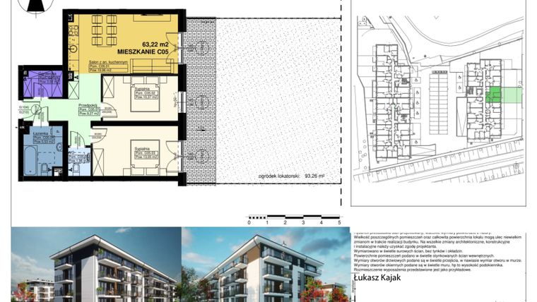 Rzut - Mieszkanie na sprzedaż 3 pokoje o powierzchni 63,22 m² - numer C05 w Duo Park