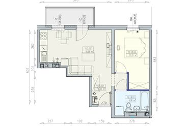 Rzut - Mieszkanie na sprzedaż 2 pokoje o powierzchni 40,47 m² - numer K2 10/3/8/2a w Południk 17 - budynek K2