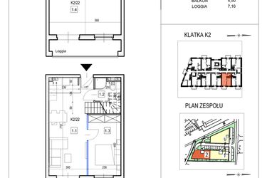 Rzut - Mieszkanie na sprzedaż 2 pokoje o powierzchni 71,39 m² - numer K2/22 w Przystań Królewiecka III