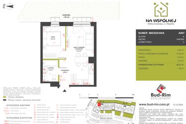 Rzut - Mieszkanie na sprzedaż 2 pokoje o powierzchni 35,31 m² - numer 7 w Na Wspólnej
