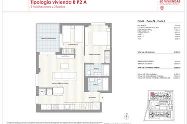 Rzut - Mieszkanie na sprzedaż 2 pokoje o powierzchni 72,94 m² - numer 3-A w Mieszkania w Denii - 47388119