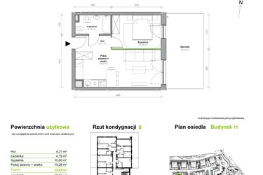 Rzut - Mieszkanie na sprzedaż 2 pokoje o powierzchni 38,28 m² - numer H.0.M02 w Przemyska Vita