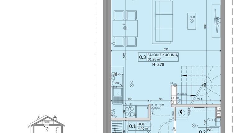Rzut - Dom na sprzedaż 4 pokoje o powierzchni 77,99 m² - numer 22A w Osiedle Słoneczne etap III