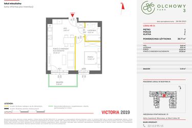 Rzut - Mieszkanie na sprzedaż 2 pokoje o powierzchni 38,77 m² - numer 31 w Olchowy Park III