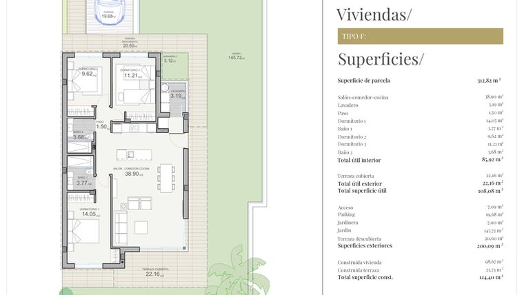 Rzut - Dom na sprzedaż 3 pokoje o powierzchni 124,4 m² - numer 25 w Domy w Polop - 51667921