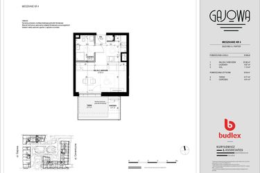 Rzut - Mieszkanie na sprzedaż 1 pokój o powierzchni 30,44 m² - numer 4 w Gajowa bud. A