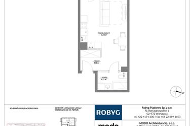 Rzut - Mieszkanie na sprzedaż 1 pokój o powierzchni 31,77 m² - numer E.4M10 w Początek Piątkowo bud. E
