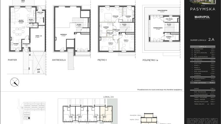 Rzut - Mieszkanie na sprzedaż 4 pokoje o powierzchni 156,8 m² - numer 2A w Wille Pasymska