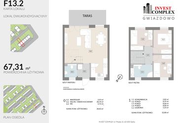 Rzut - Dom na sprzedaż 4 pokoje o powierzchni 67,31 m² - numer F13.2 w Osiedle Gwiazdowo etap 12