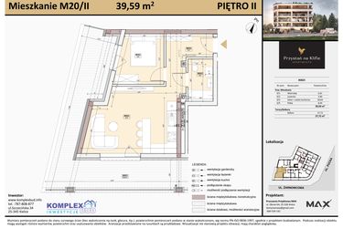 Rzut - Mieszkanie na sprzedaż 2 pokoje o powierzchni 39,57 m² - numer M20 w Przystań na Klifie