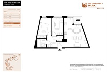 Rzut - Mieszkanie na sprzedaż 3 pokoje o powierzchni 59,12 m² - numer 1.10 w Białoprądnicka Park