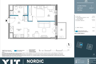 Rzut - Mieszkanie na sprzedaż 2 pokoje o powierzchni 42,62 m² - numer 35 w Nordic Górka Narodowa