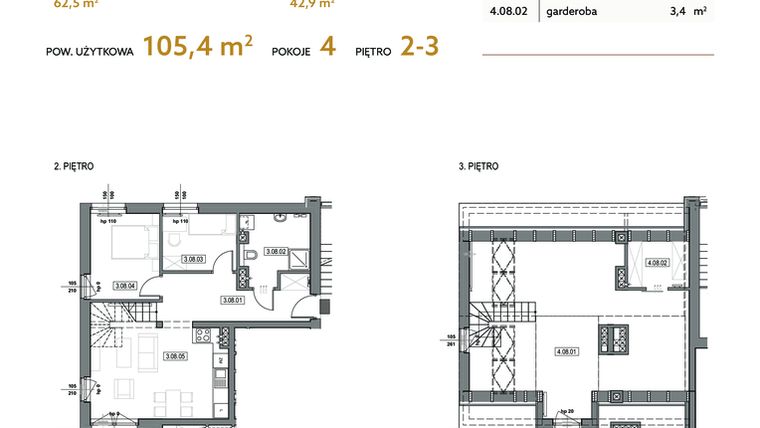 Rzut - Mieszkanie na sprzedaż 5 pokoi o powierzchni 99,3 m² - numer A1.8 w Osiedle Architektów