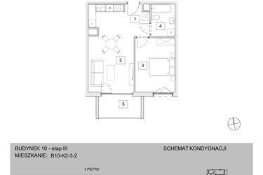 Rzut - Mieszkanie na sprzedaż 2 pokoje o powierzchni 46,54 m² - numer B10-K2-3-2 w Żerniki na Novo III