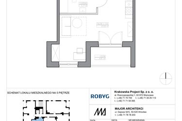 Rzut - Mieszkanie na sprzedaż 1 pokój o powierzchni 30,45 m² - numer KR6/B/5/4 w Apartamenty Krakowska etap VI